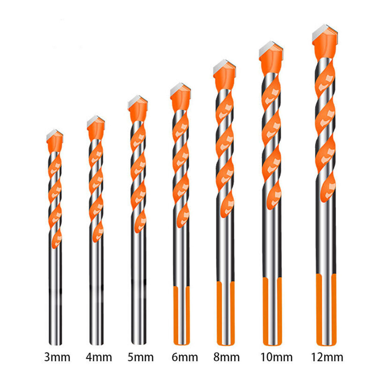 7pcs橙色多功能陶瓷墙壁玻璃瓷砖钻头钻头冲孔工作套装3-12毫米