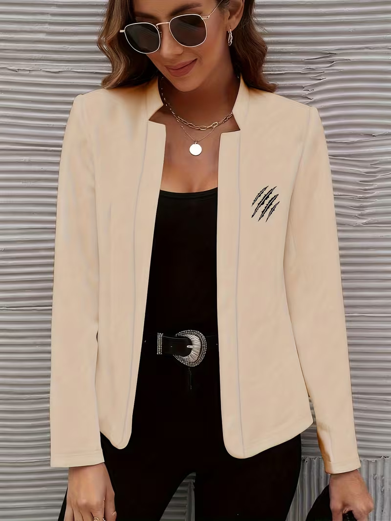Women's Slim Fit Long Sleeve Cardigan Blazer European American Style Casual Autumn Fashion Print Coat 9001_ecoleips.com