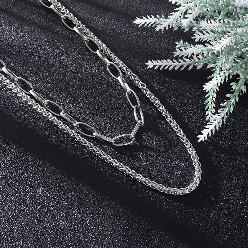 Light luxury niche design, double layered necklace for men, simple and versatile couple accessories, women's chains,_voghion.com