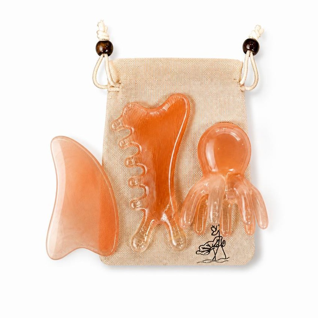 Resin 4-in-1 Massage Comb Gua Sha Set for Scalp Face Meridian and Acupoint Care 50g preparation