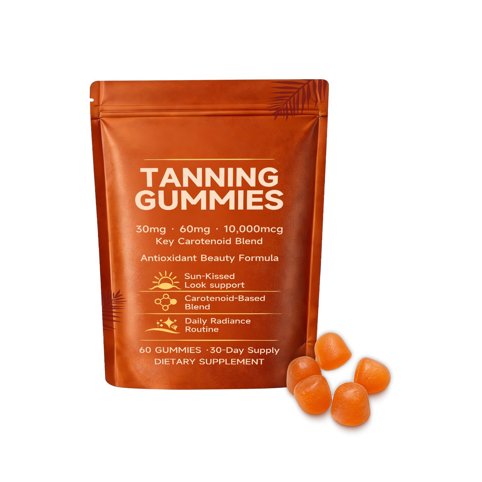Gomitas Bronceadoras 60 Cápsulas para Bronceado Natural para Adultos