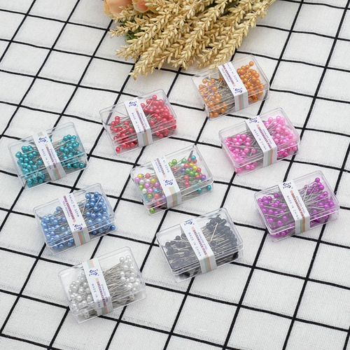 Factory direct sales colorful clothing positioning decorative pearlescent needles plastic round head pins sewing and cutting positioning needles