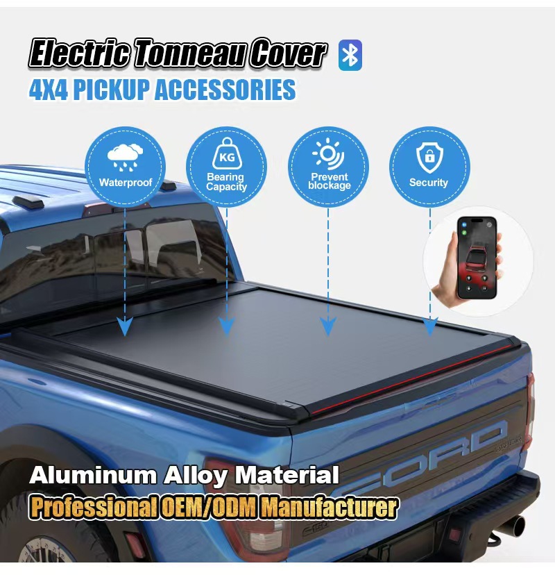 Cross-border Raptor F150 pickup roller shutter rear trunk cover RANGER hard tri-fold cover electric roller shutter car modification parts