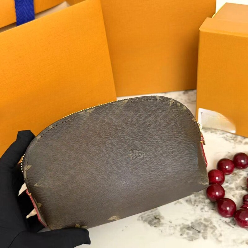 化粧品バッグファッション新しい小さなシェルバッグクラシックプリント化粧品バッグハンドヘルドポータブル化粧品収納袋チェリー|undefined