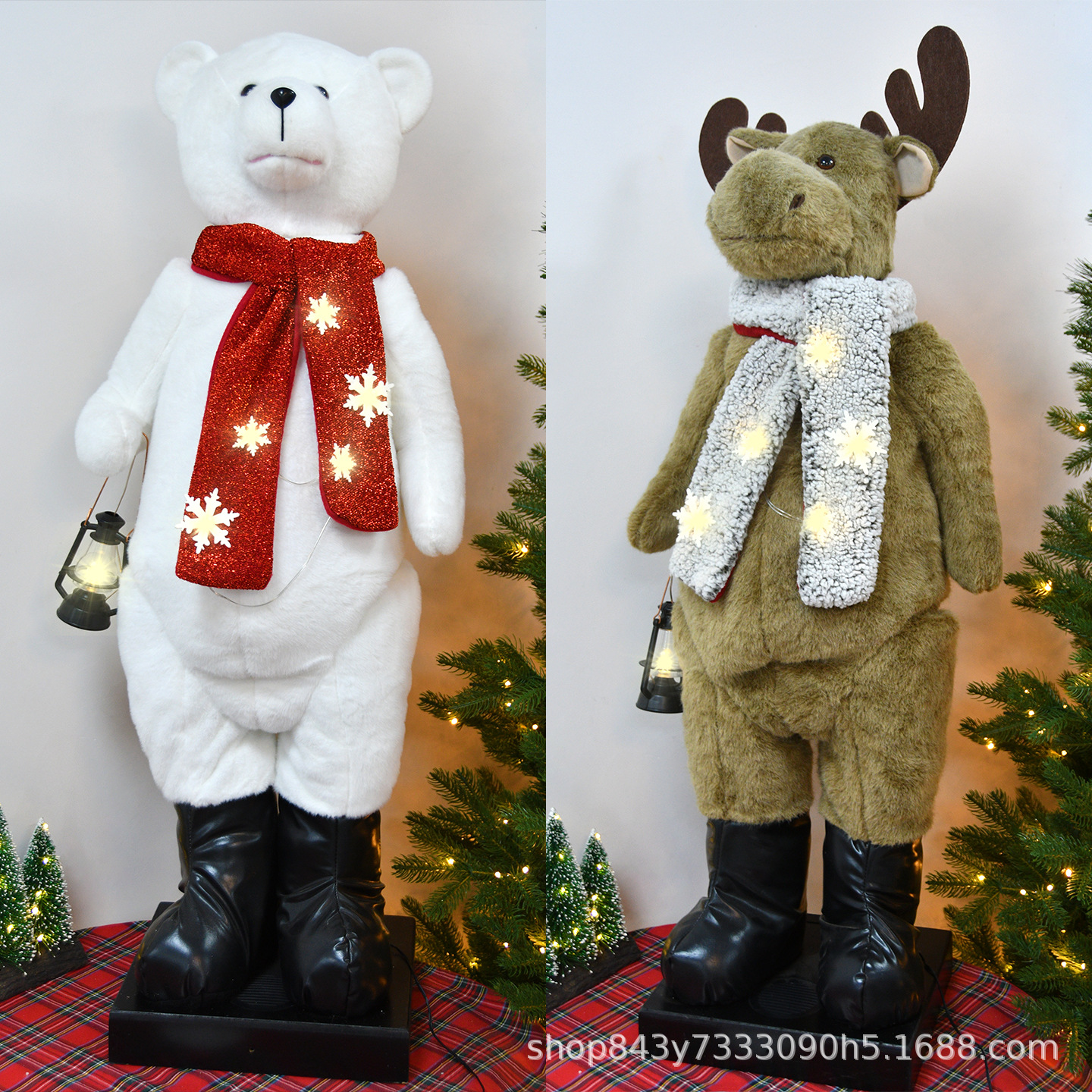 Decoración de Navidad 1.1m oso polar alce luminoso con música decoración de la puerta de la tienda image 3