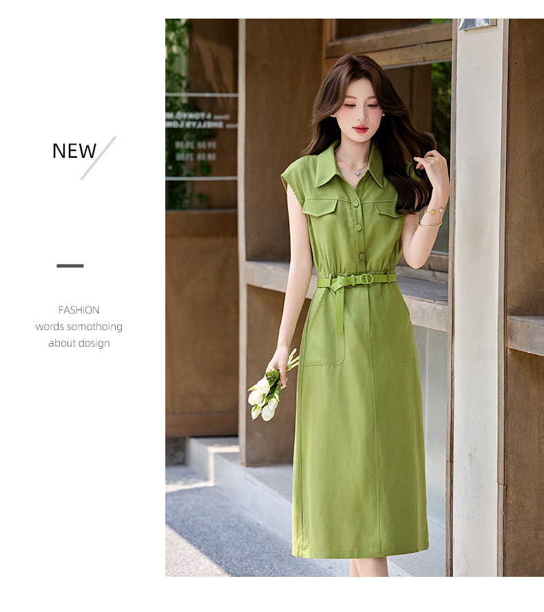 Đầm maxi nữ cổ bẻ tay ngắn dáng suông kèm khăn lụa AH8635 — Màu ảnh chi tiết 21