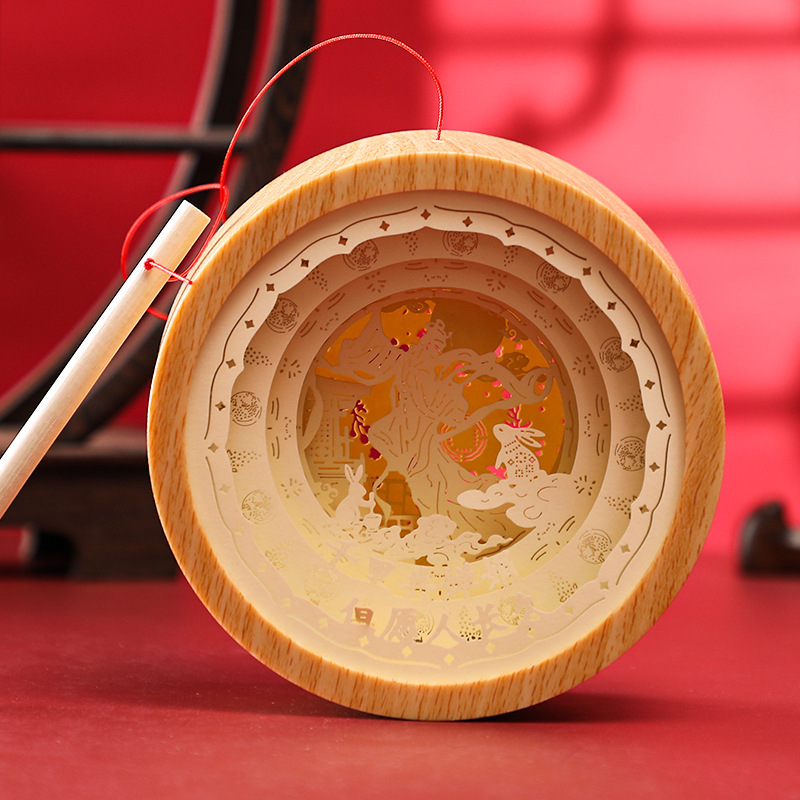 中秋節ランタン DIY 手作り材料パッケージポータブルランプ子供古代スタイル紙彫刻文化的および創造的なランタンスター周辺機器|undefined