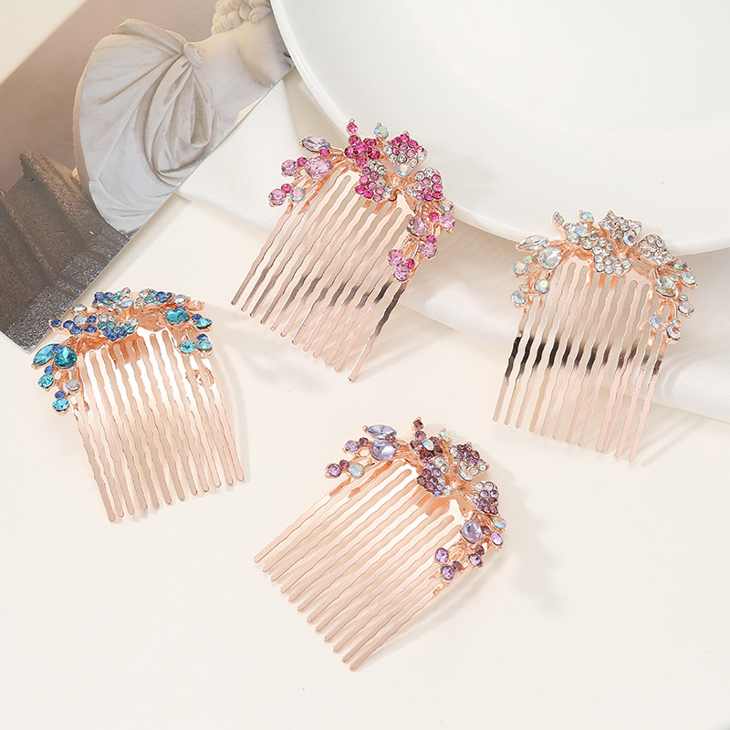 Alloy Embedded Diamond Hair Comb Korean Version New Hair Accessory Five-Tooth Comb Versatile Bun Hair Clip Tail Hairpin Wholesale