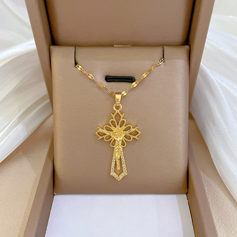 Collana a catena con micro diamanti per donna stile elegante_voghion.com