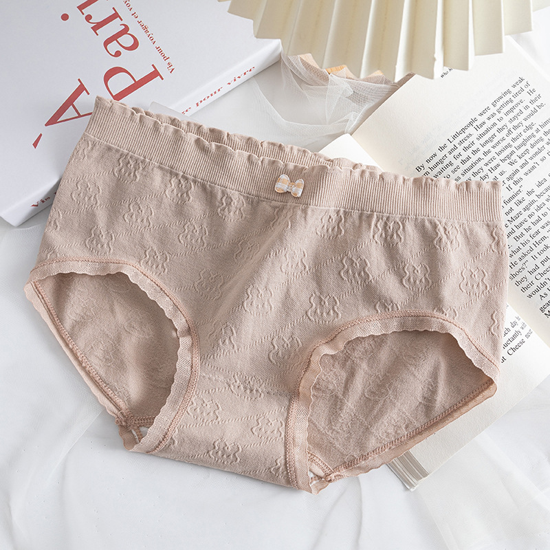 Ropa interior de mujer Algodón puro entrepierna antibacteriana transpirable cintura media más tamaño triángulo ropa interior corta verano delgada ropa interior de niña sin costuras