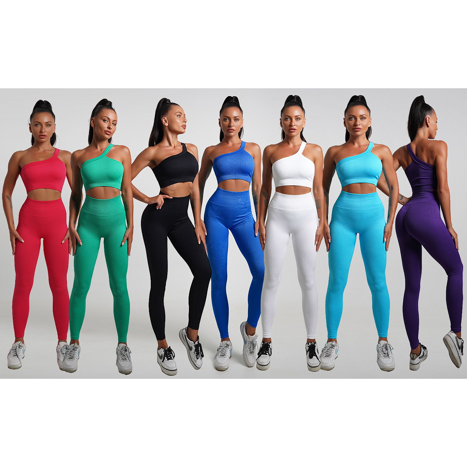 seamless Yoga suit suit Solid Bodybuilding jacket Oblique motion Bras motion Paige Tight fitting Hip Yoga Pants