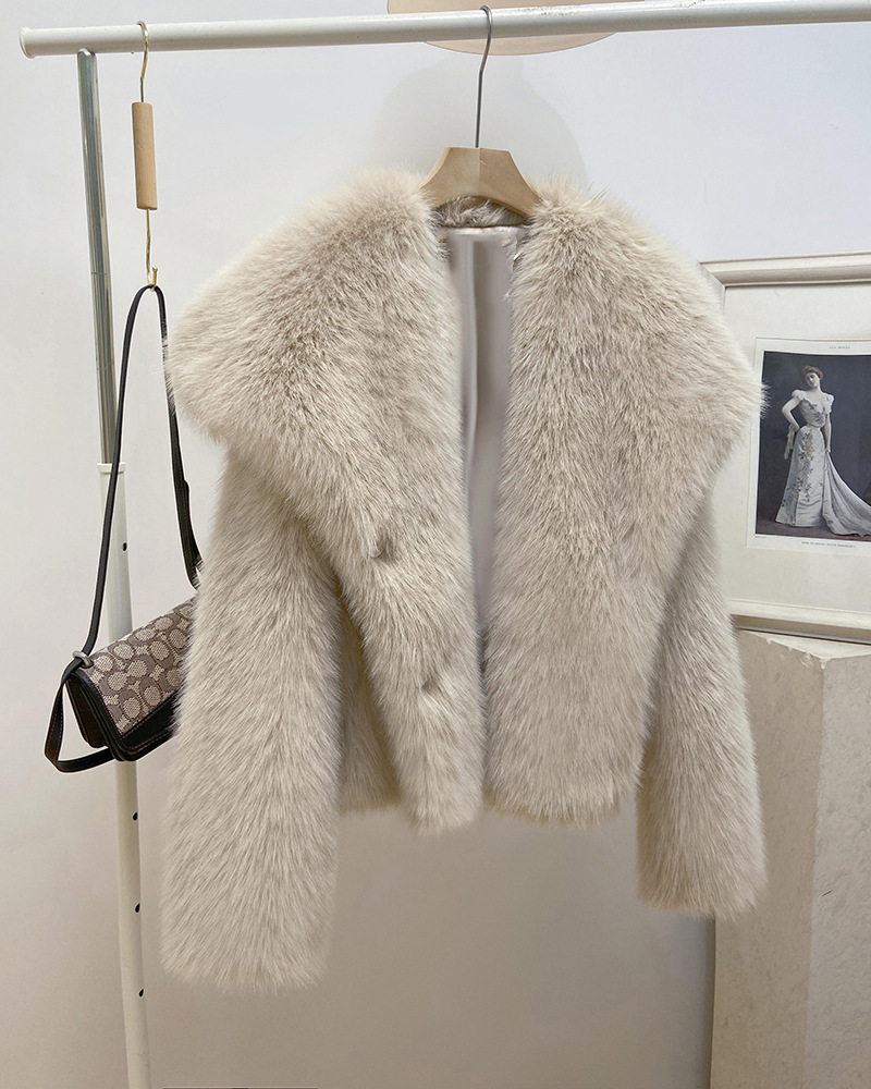 1400g Weight Faux Fur Coat Outerwear Type Long Sleeve Sleeve Length Regular Sleeve Sleeve Type Artificial Fur Fabric Type Regular Top Length Coat Tops Type Holiday, Daily Occasion Turndown Neckline Loose Fit Type Solid Color Pattern Winter, Autumn Season Women's Gender Elegant, Streetwear Style Women's Elegant Streetwear Solid Color Coat Faux Fur Coat 19