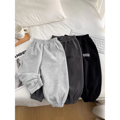Children's unisex pants 2025 new spring and autumn clothing baby casual sporty pants trendy Korean style loose pants