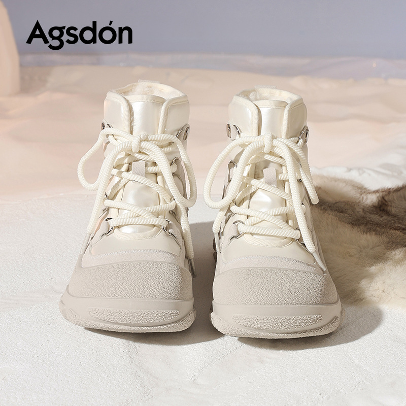 Botas de nieve de fondo grueso para mujeres 2025, invierno nuevo gran aspecto de zapatos de algodón grueso botas casuales cortas
