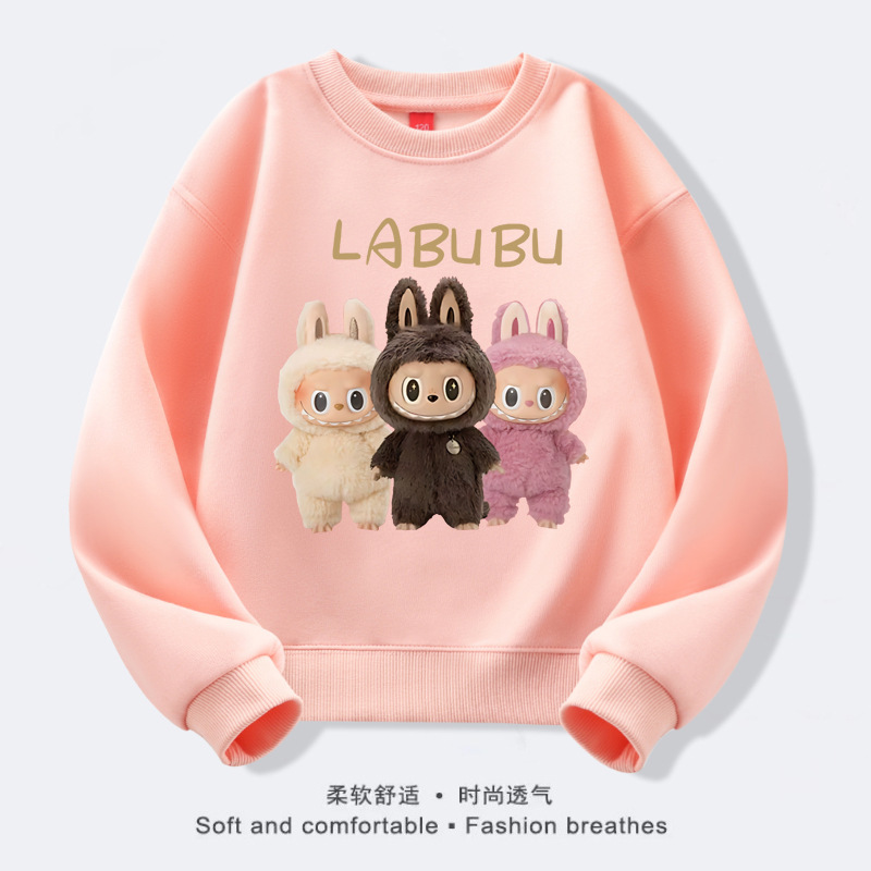 外贸跨境货源现货儿童衣服春秋单款女童卫衣彩色卡通印花圆领上衣|undefined