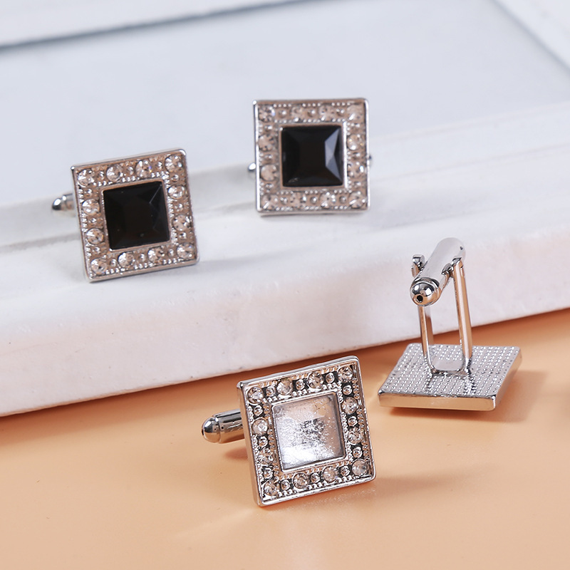 Diamond Square Shirt Cufflinks For Men's Suits And Formal Wear_voghion.com
