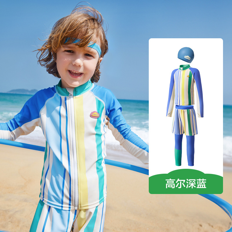 KK Tree Traje de baño profesional para niños de manga larga para niños y niñas Pantalones de baño divididos Protector solar Traje para niños de mediana edad