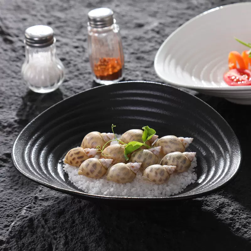 陶瓷沙拉碗罗纹碗沙律碗北欧ins异形法式甜品碗特色餐厅云朵深盘