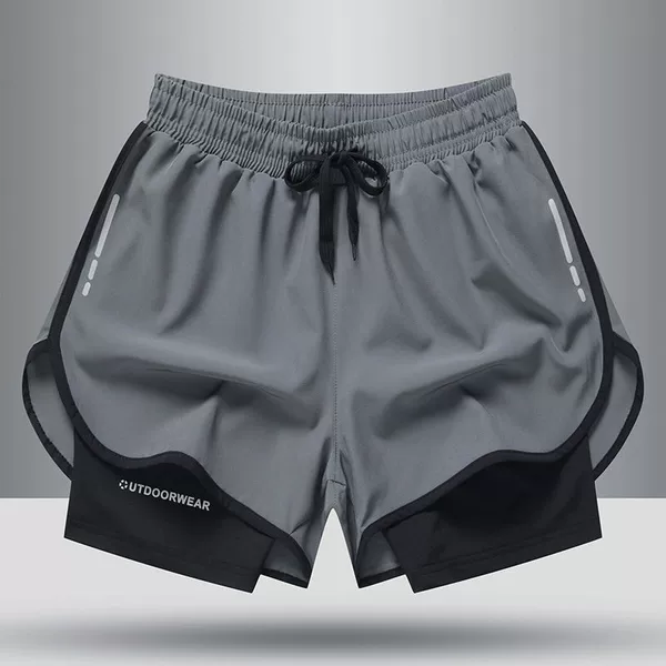 Men's Swimming Trunks Anti-Embarrassment Large Size Boxer Double-Layer Quick-Drying Loose Hot Spring Swimming Trunks Swimming Suit Waterproof and High Elastic