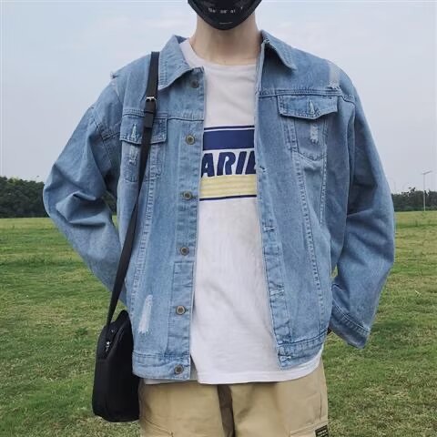 Demi-season denim men's jacket