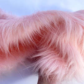 粉红色海派长毛仿羊毛仿狐狸毛玩具家纺时装面料饰品家纺用料
