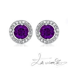 逆袭系列 925银镶嵌紫水晶 南非钻石耳钉