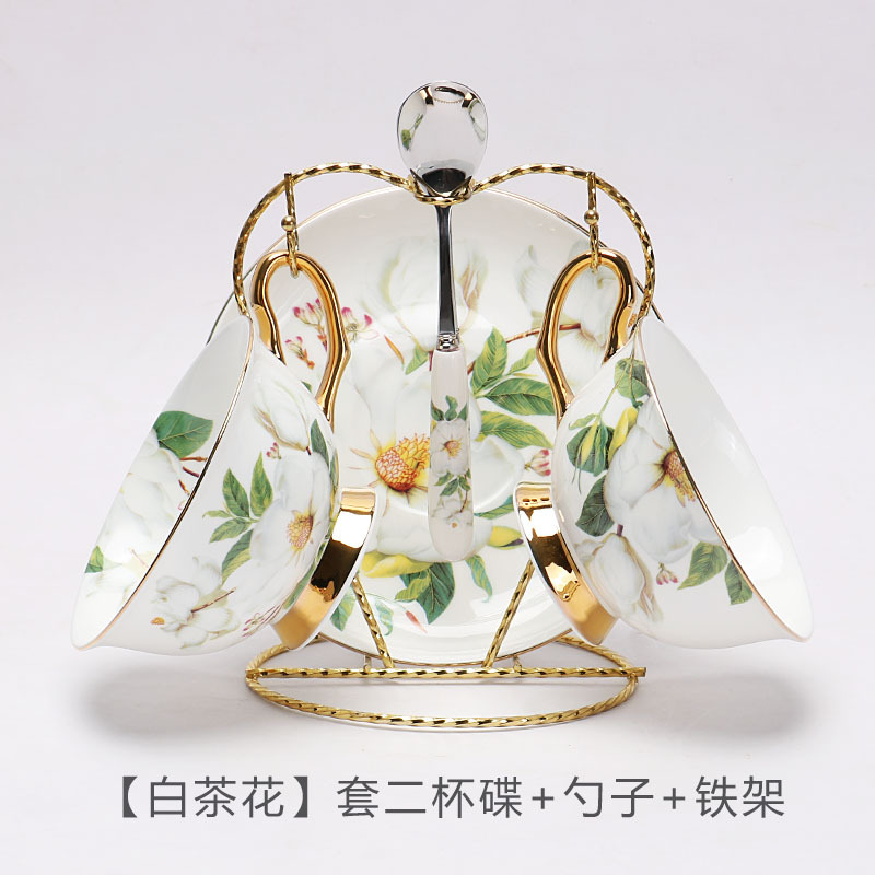 Juego de tazas y platillos de café de porcelana de hueso de estilo europeo exquisito y ligero juego de té de la tarde británico de lujo caja de regalo de alta gama