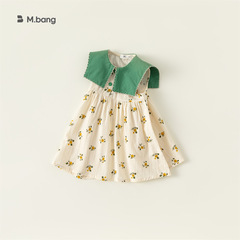 Beibei City Floral Soft Sleeveless Dress Girls' Skirt Korean Children's Clothes Summer Cotton Princess Skirt DXQ7221