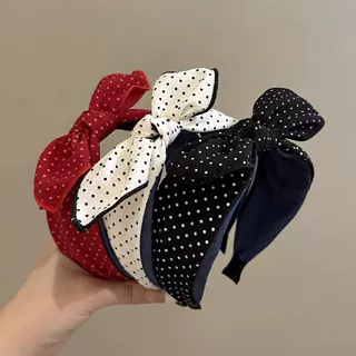 百搭波点蝴蝶结发箍简约日系网红压发头饰时尚女布艺打结头箍碎发