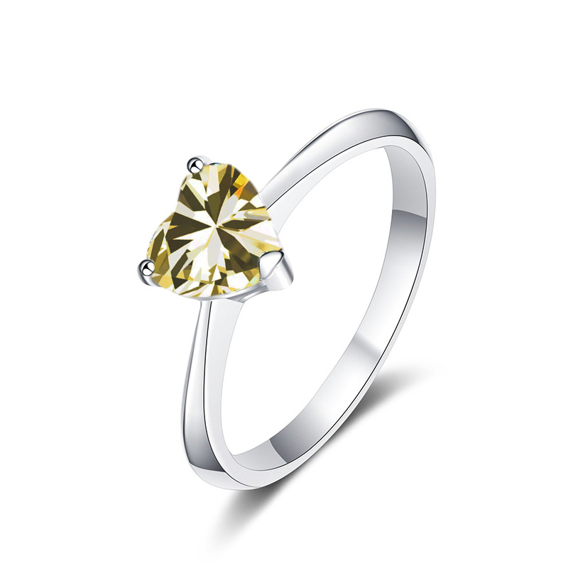 6.5mm color rosa en forma de corazón azul azul de moissanita plata esterlina anillo de mujer con certificado GRA