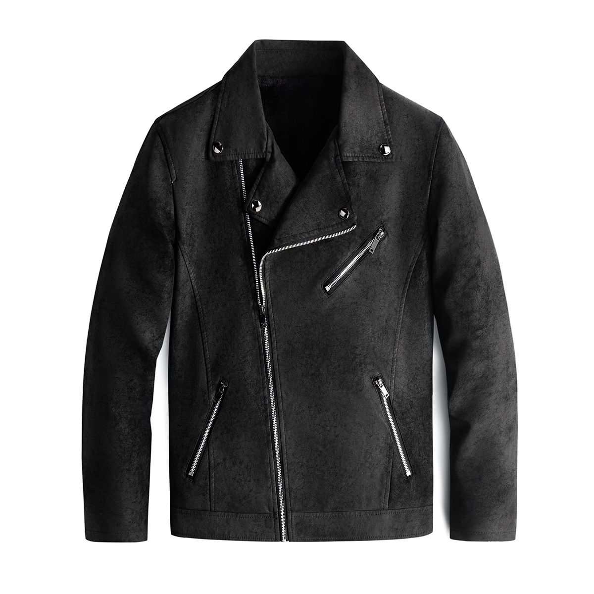 Muška moderna i lijepa jakna s flisom, uski kroj, kožna jakna s kosim patentnim zatvaračem, korejsko motociklističko odijelo, nova jesen/zima_voghion.com