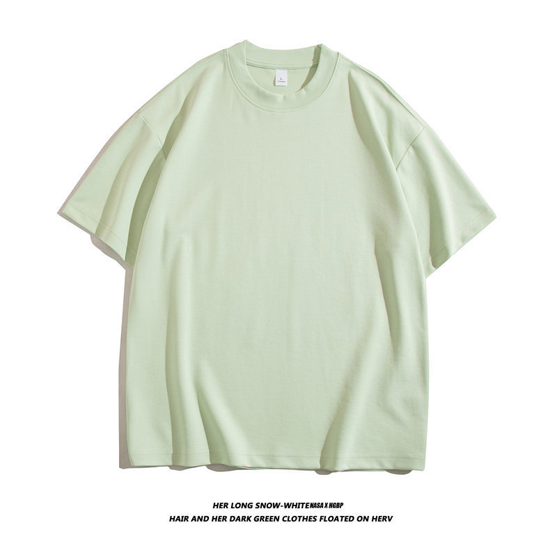 240g tide brand large collar high collar short sleeve T-shirt tide brand solid color casual round neck short sleeve bottoming shirt group overalls