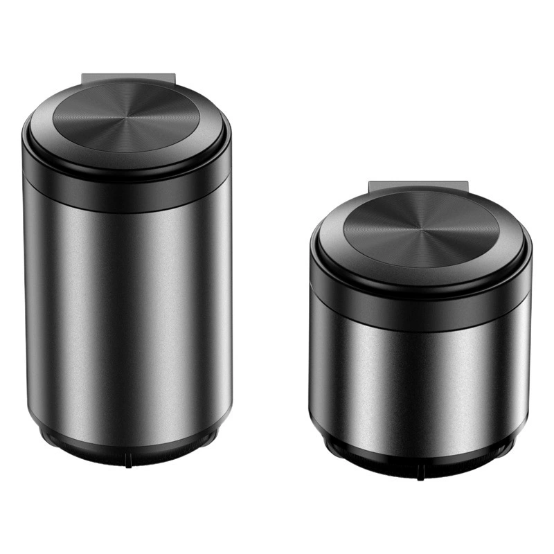 Автомобильная пепельница из алюминиевого сплава с крышкой, креативная многофункциональная со светодиодной подсветкой, вкладыш из нержавеющей стали, автоматический нажимной тип