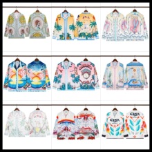 男士长袖衬衫 欧美卡萨布兰卡长袖衬衣印花沙滩Casablanca衬衣秋