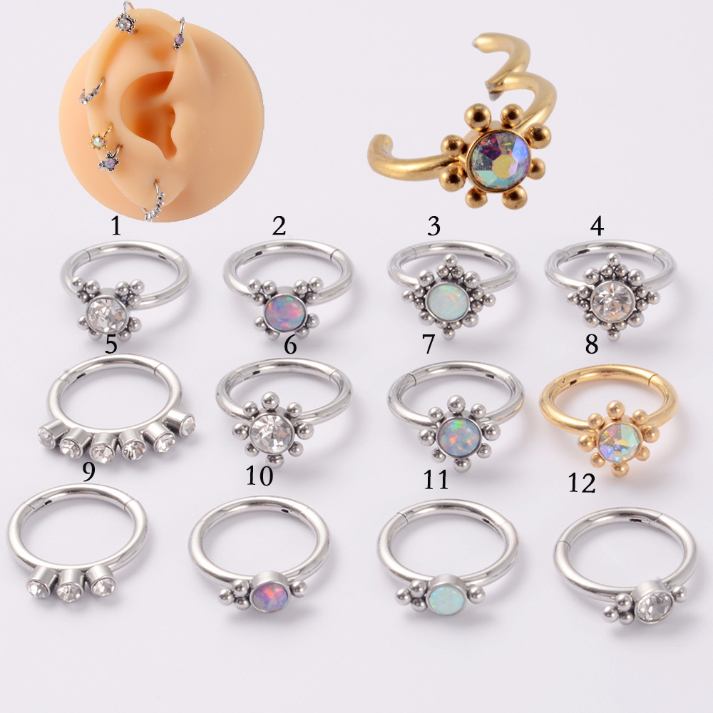 1 Piece Fashion Round Stainless Steel Diamond Nose Ring display picture 1