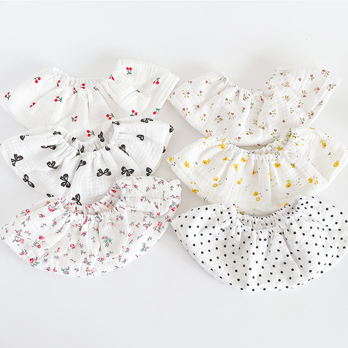 ins Korean version new breathable gauze pleated baby bib baby saliva towel elastic pullover bib 0-1-2 years old