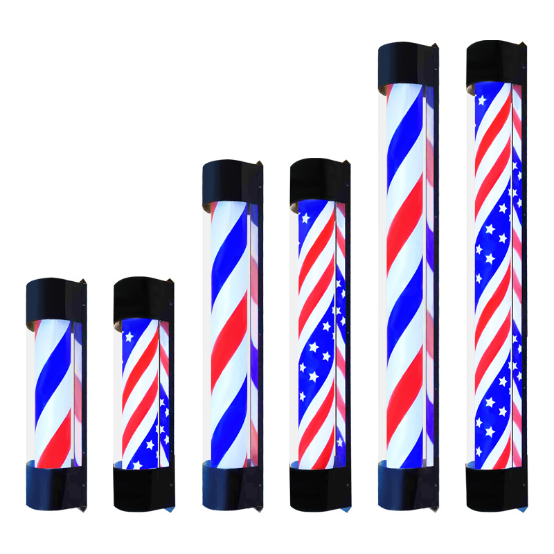 cubierta negra semiridonda rojo azul blanco barra de corte de pelo impermeable Barber Shop logotipo de peluquería luces de peluquería luces de salón de peluquería image 5