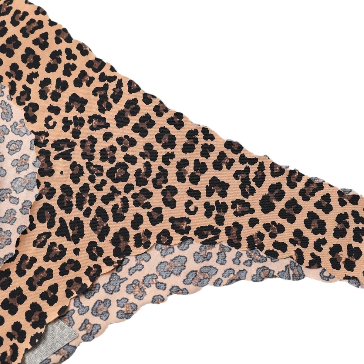 Bragas de mujer de talla grande transfronterizas europeas y americanas, bikini, estampado de leopardo, fondo de grafeno, borde ondulado transpirable de alta elasticidad