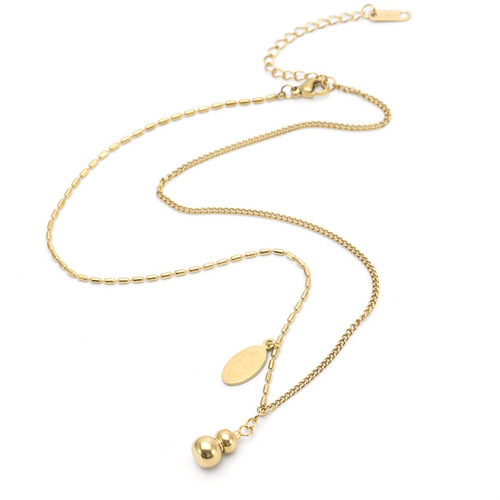 Peach Blossom Talisman Wealth Attracting New Chinese Style Titanium Steel Necklace and Bracelet, Lightweight Luxury High-end, Non-fading, Factory Wholesale
