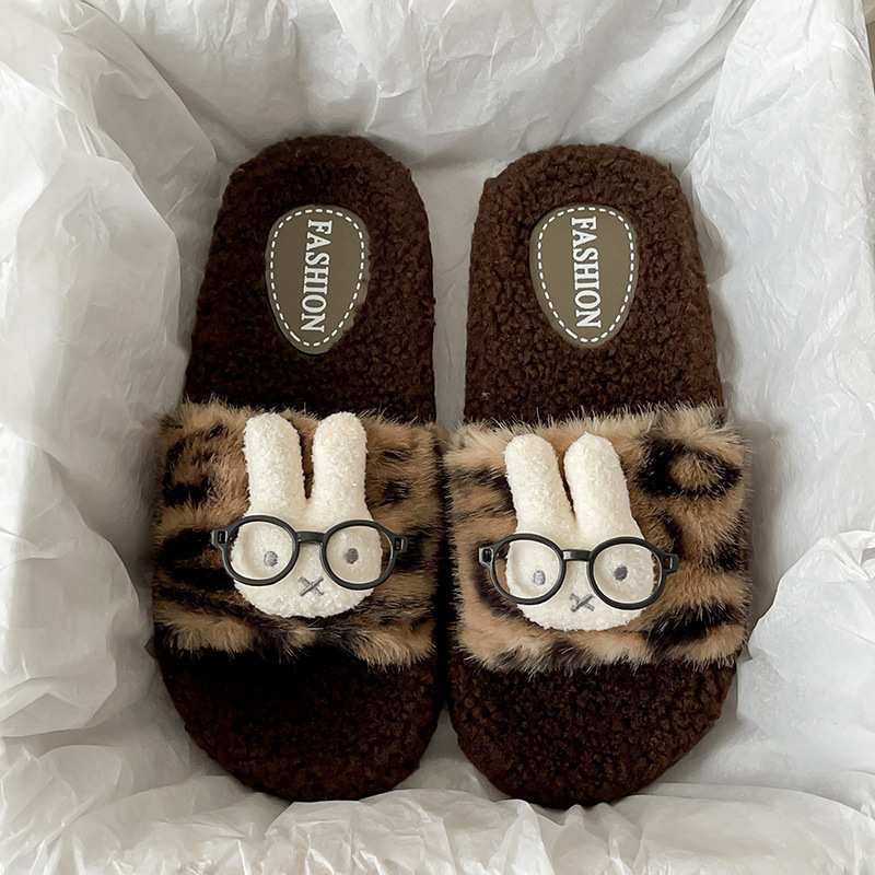 2025 New Cute Cartoon Furry Slippers Women's Autumn and Winter Home Indoor Non-Slip Thick Soled Student Dormitory Cotton Slippers