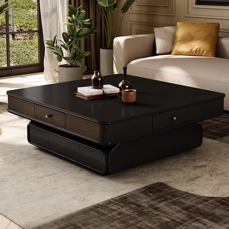 Mesa de mahjong, mesa de centro, elevación eléctrica automática, mesa de comedor de apartamento pequeño para el hogar, multifunción de doble uso, estilo antiguo nuevo