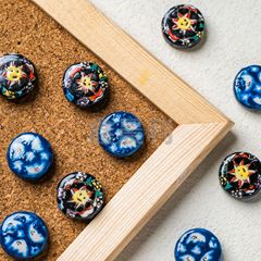手绘卡通月亮太阳陶瓷直孔珠diy串珠手链项链饰品配件材料散珠
