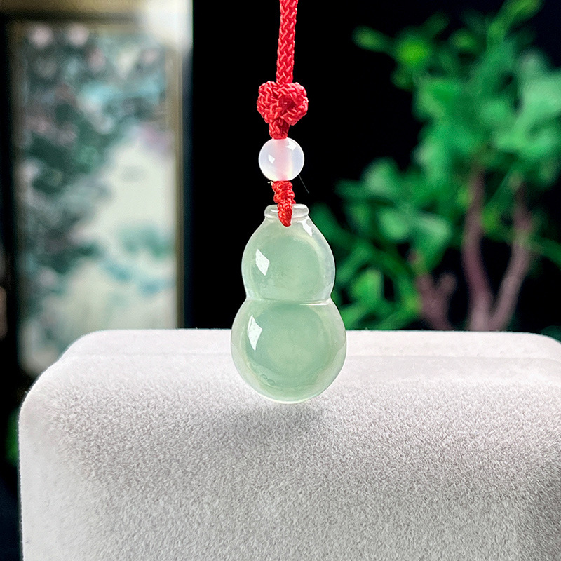 缅料冰底晴水绿葫芦玉项坠天然A货翡翠吊坠正品四会珠宝玉器批发