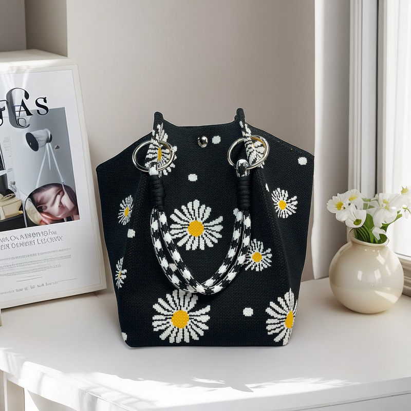 Nicho de diseño blanco y negro jersey jersey bolso de mano casual versátil gran capacidad bolso de mochila fábrica directa