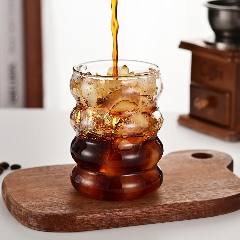 Estilo coreano ins mismo estilo Caterpillar Glass celebridad en línea taza de café hielo taza de latte americano hogar resistente al calor taza de agua image 3