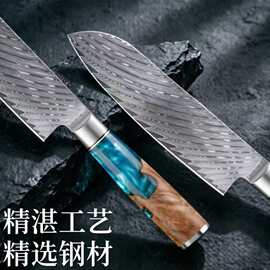 跨境大马士革钢刀西式厨刀西厨专业厨师刀日式刀具锋利菜刀水果刀