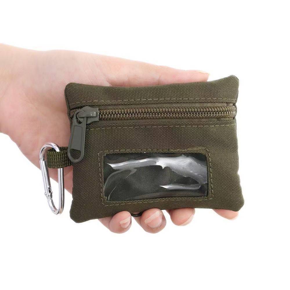 Bolsa de almacenamiento multifuncional, cremallera de lona, billetera pequeña, tarjetero, bolso cuadrado, cambio, llavero, bolso para colgar, bolso para fanáticos militares al aire libre