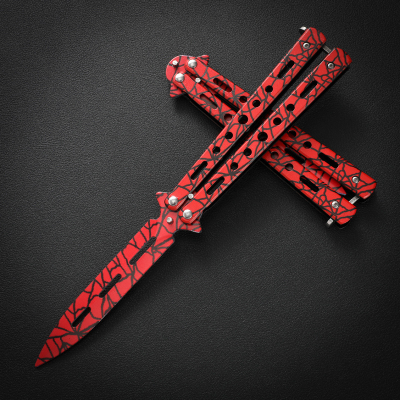 CSGO cuchillo de mariposa plegable portátil cuchillo de juguete mariposa peine novato práctica juguete de acero al aire libre cuchillo hoja no abierta