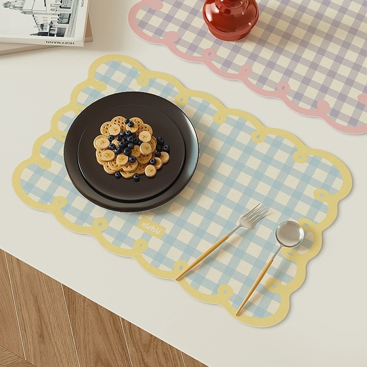 Cojín de comedor occidental de estilo crema mesa resistente al quemado resistente a altas temperaturas platos de comedor platos de cojín a prueba de agua a prueba de aceite mesa cojín de tazas de cuero image 4