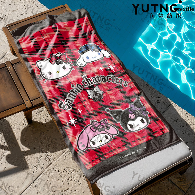 Cartoon Printed Quick-Drying Beach Towel, Kidsren's Bath Towel, Microfiber Absorbent Towel, Cute Hello Kitty Melody Cartoon Printed Quick-Drying Beach Towel, Kidsren's Bath Towel, Microfiber Absorbent Towel, Cute Hello Kitty Melody